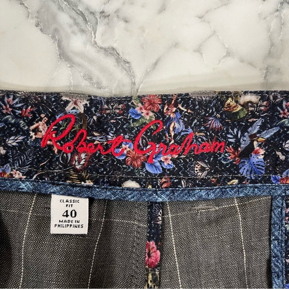 Robert Graham Men's 100% Linen Gray Windowpane Checkered Plaid Shorts 40 - Picture 7 of 8